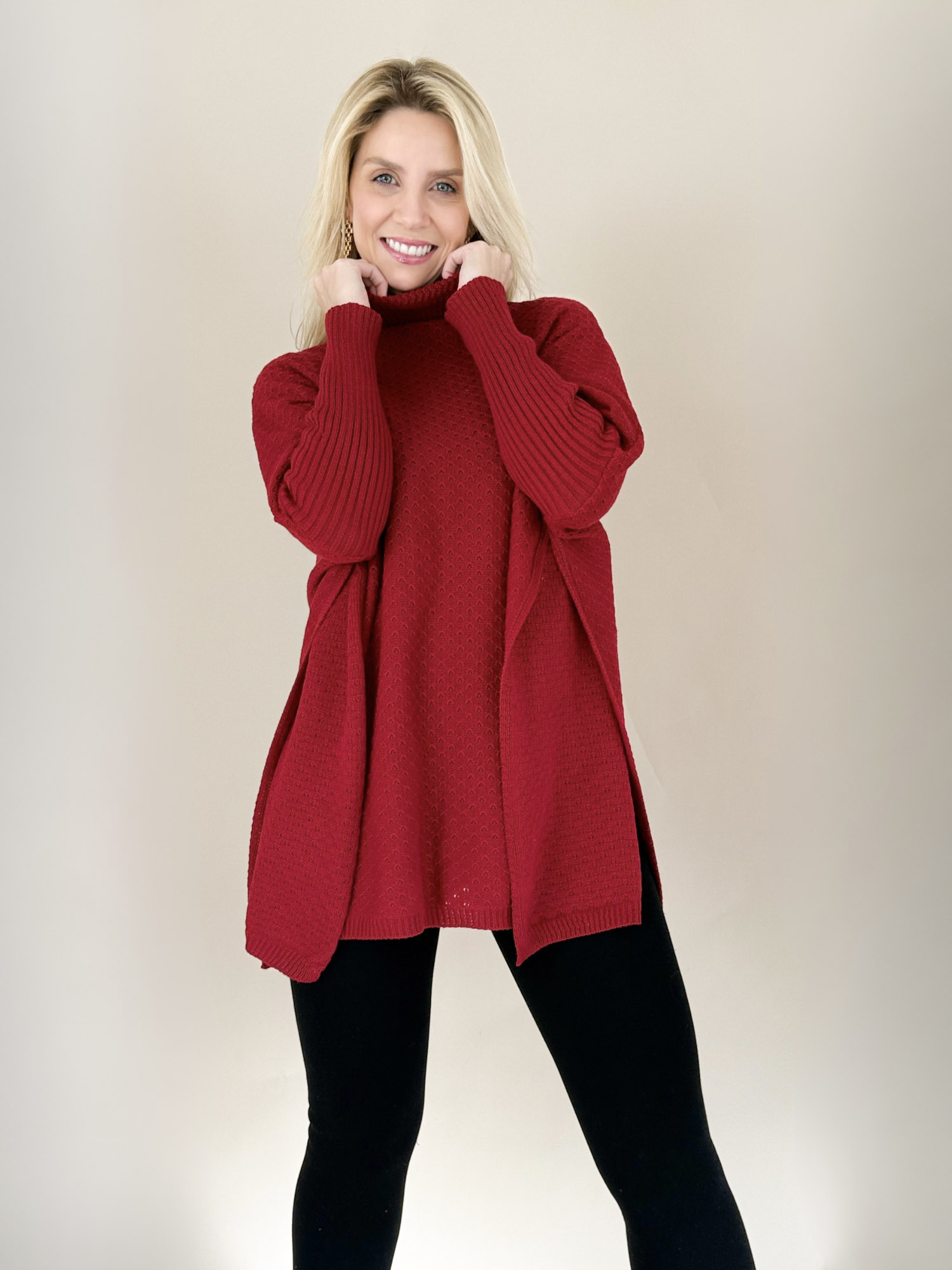 Poncho Leticia cuello alto media manga