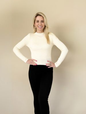 Sweater elasticado manga larga acanalado